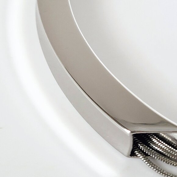 EXPRESS Silver Tone Multi Snake Chain Bar Necklace 18" - Picture 4 of 6